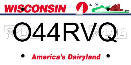 O44RVQ Wisconsin License Plate