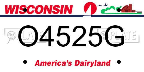 O4525G Wisconsin License Plate