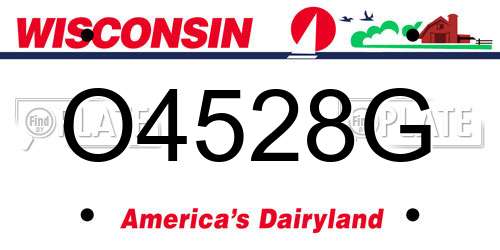 O4528G Wisconsin License Plate