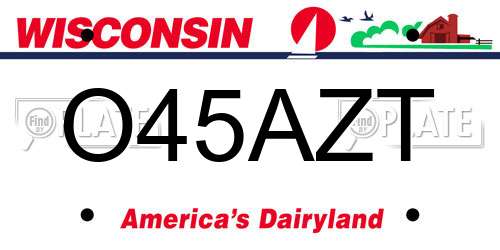 O45AZT Wisconsin License Plate