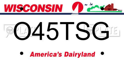 O45TSG Wisconsin License Plate