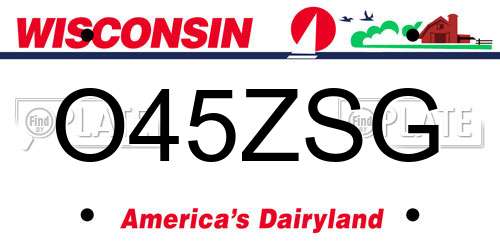 O45ZSG Wisconsin License Plate