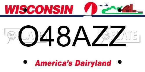 O48AZZ Wisconsin License Plate