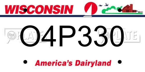 O4P330 Wisconsin License Plate