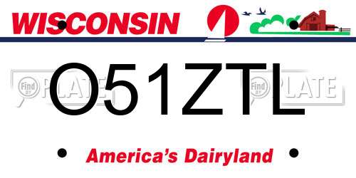O51ZTL Wisconsin License Plate