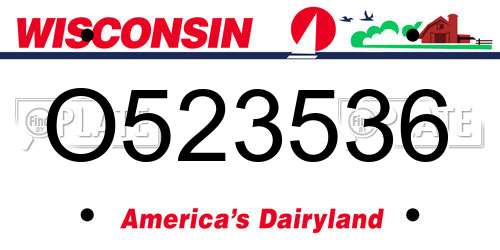 O523536 Wisconsin License Plate