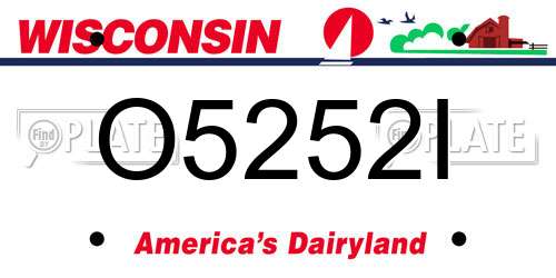 O5252I Wisconsin License Plate