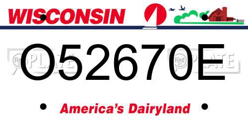 O52670E Wisconsin License Plate