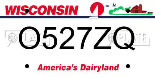 O527ZQ Wisconsin License Plate