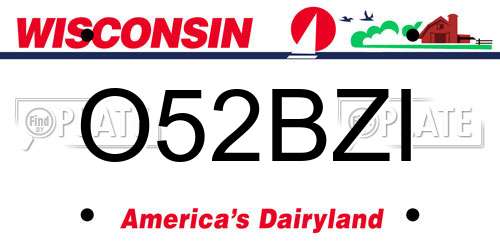 O52BZI Wisconsin License Plate