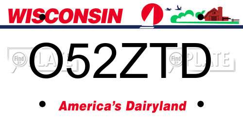 O52ZTD Wisconsin License Plate