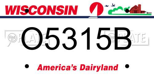 O5315B Wisconsin License Plate