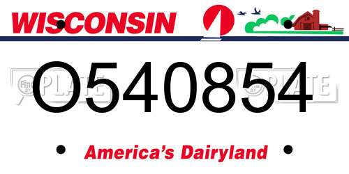 O540854 Wisconsin License Plate