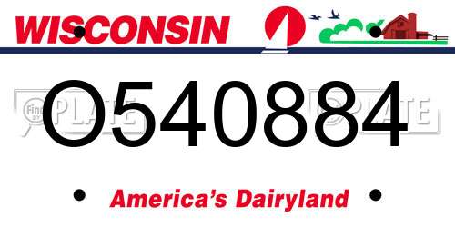 O540884 Wisconsin License Plate