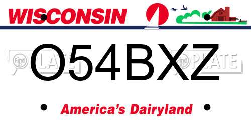 O54BXZ Wisconsin License Plate
