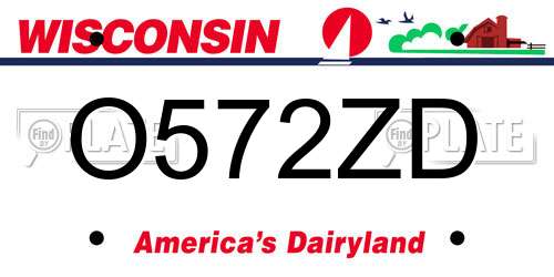 O572ZD Wisconsin License Plate