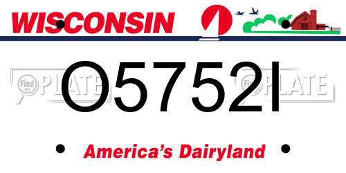 O5752I Wisconsin License Plate