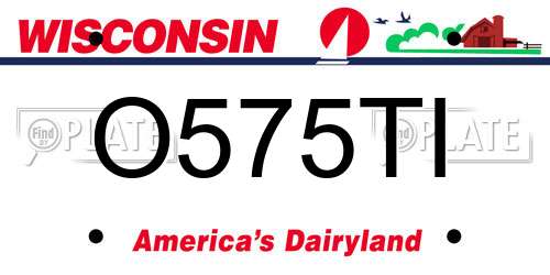 O575TI Wisconsin License Plate
