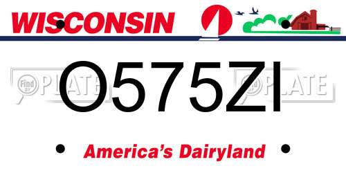 O575ZI Wisconsin License Plate