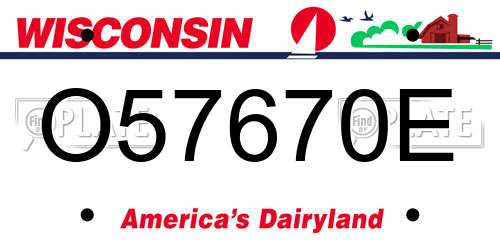 O57670E Wisconsin License Plate
