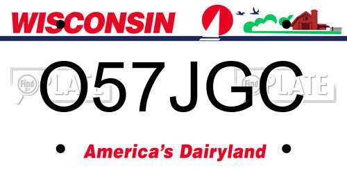 O57JGC Wisconsin License Plate