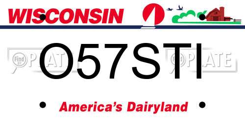 O57STI Wisconsin License Plate