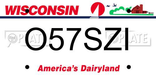 O57SZI Wisconsin License Plate