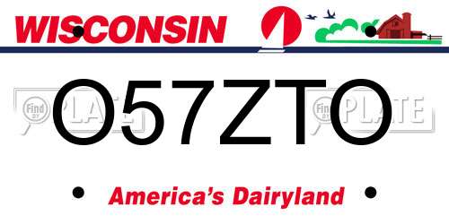 O57ZTO Wisconsin License Plate