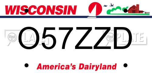 O57ZZD Wisconsin License Plate