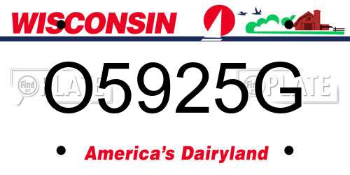 O5925G Wisconsin License Plate