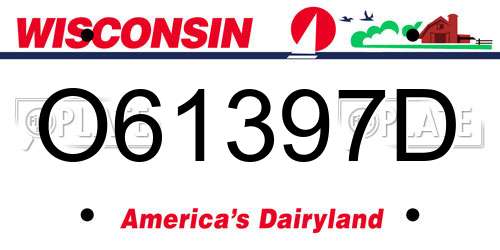 O61397D Wisconsin License Plate