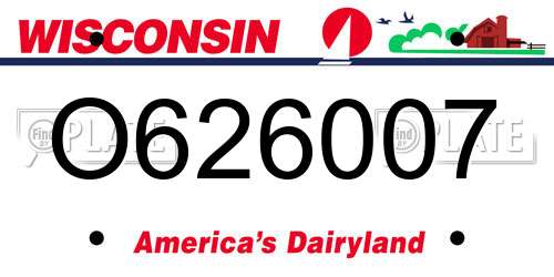 O626007 Wisconsin License Plate