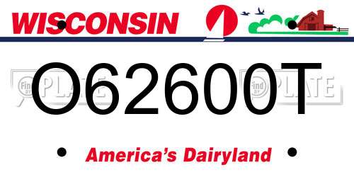 O62600T Wisconsin License Plate