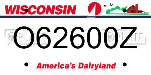 O62600Z Wisconsin License Plate