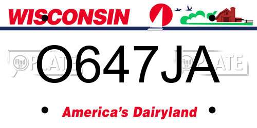 O647JA Wisconsin License Plate