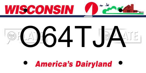 O64TJA Wisconsin License Plate