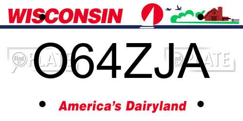 O64ZJA Wisconsin License Plate