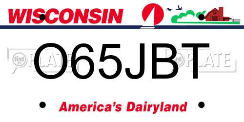 O65JBT Wisconsin License Plate