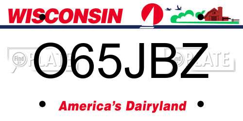 O65JBZ Wisconsin License Plate