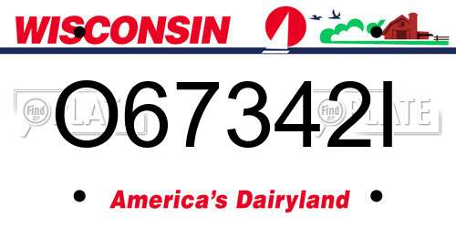 O67342I Wisconsin License Plate