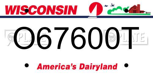 O67600T Wisconsin License Plate