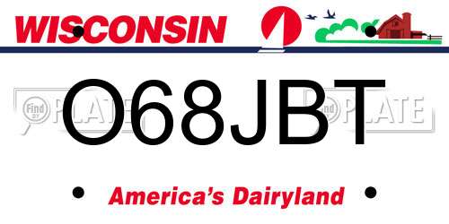O68JBT Wisconsin License Plate