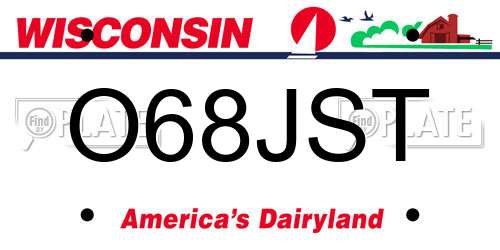 O68JST Wisconsin License Plate