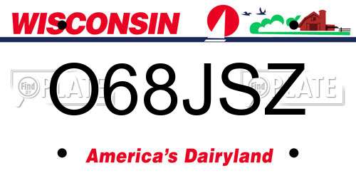 O68JSZ Wisconsin License Plate