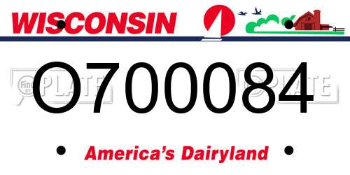 O700084 Wisconsin License Plate