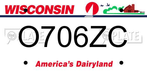 O706ZC Wisconsin License Plate