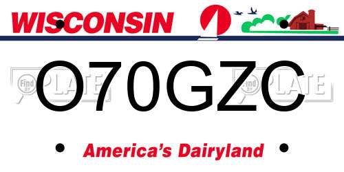 O70GZC Wisconsin License Plate