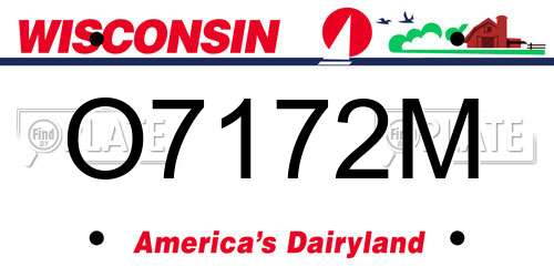 O7172M Wisconsin License Plate
