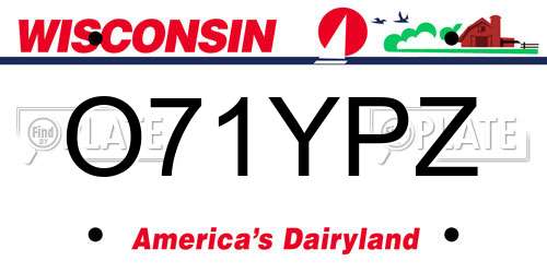 O71YPZ Wisconsin License Plate