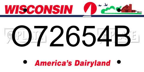 O72654B Wisconsin License Plate